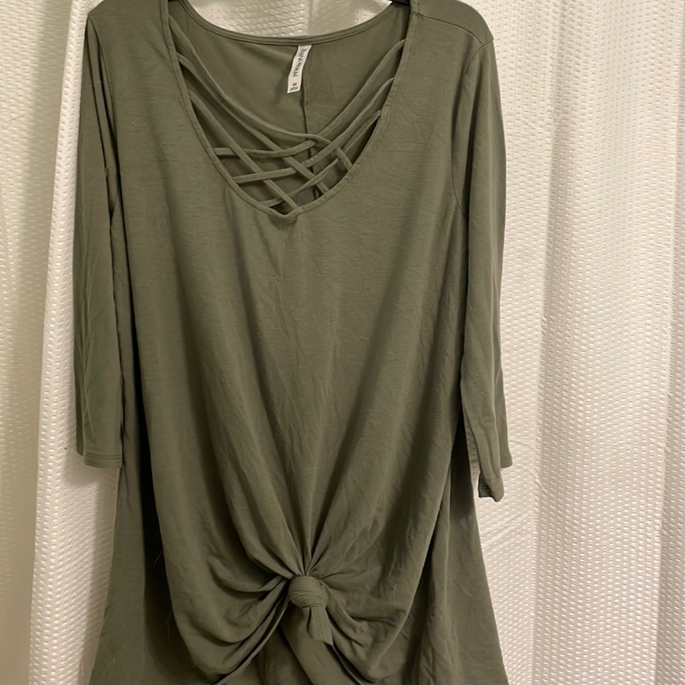Olive cross cross chest top